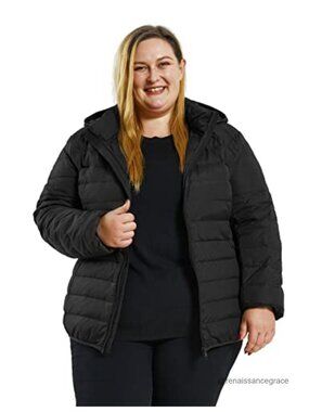 Plus Size Winter Down Coat Detachable Hood Packable Lightweight Puffer